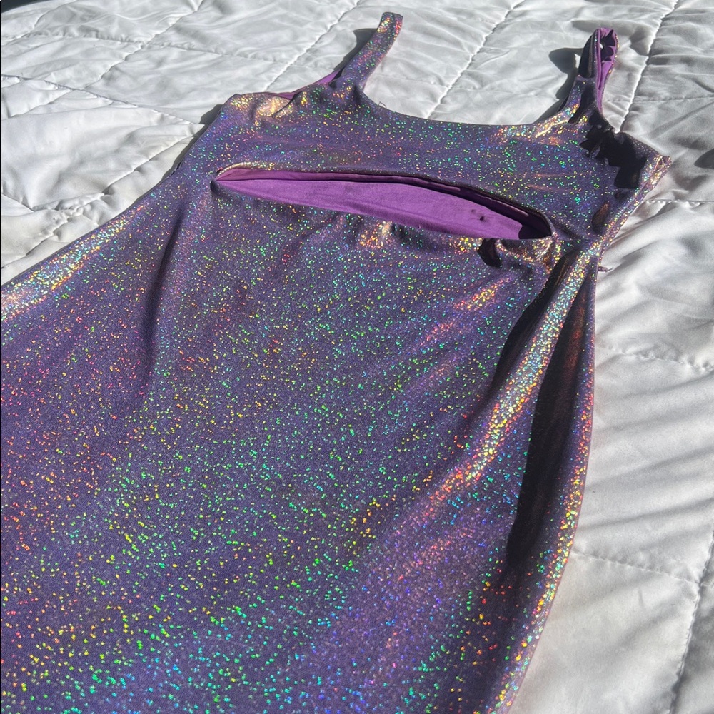 MEEK PURPLE GLITTER CUTOUT DRESS - Picture 2 of 7